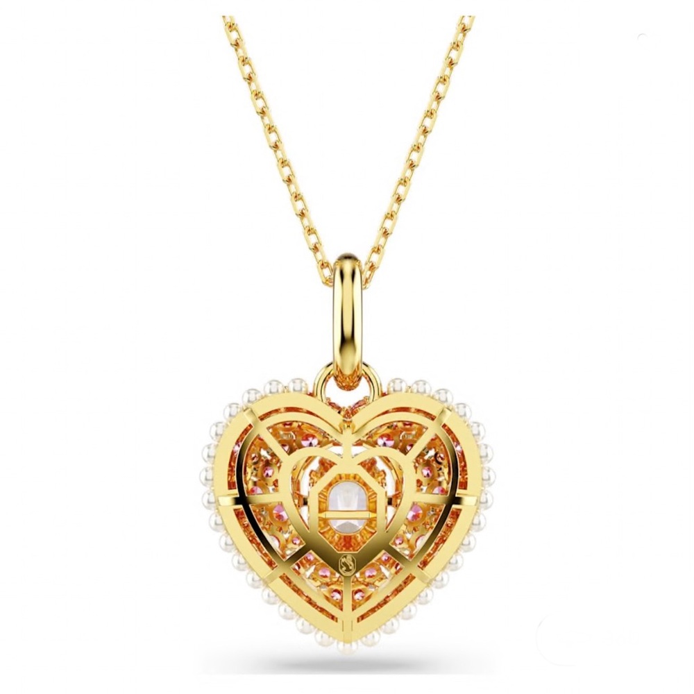 Swarovski Pink HeartNecklace, W/“Dancing” Center Rhinestone, Authentic - Picture 3 of 6
